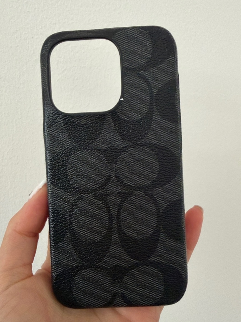 Coach Black Signature Monogram Phone Case Iphone 15 pro